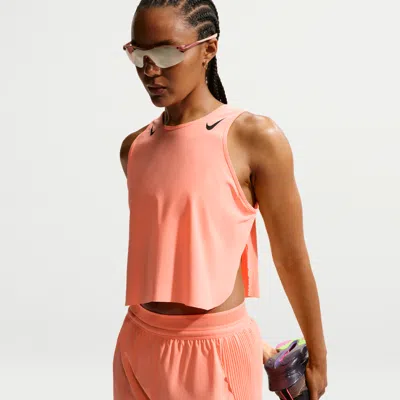 Nike Women's Aeroswift Dri-fit Adv Cropped Running Tank Top In Orange