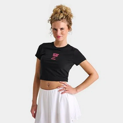 Nike Women's After Dark Tour Race Series Slim Short-sleeve Cropped T-shirt In Black