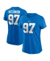 Nike Women's Aidan Hutchinson Blue Detroit Lions Player Name Number T-shirt In Blue