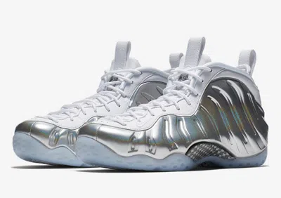 Pre-owned Nike Women's Air Foamposite One Chrome White Blue Tint Size 8.5 Brand In White/chrome/blue Tint