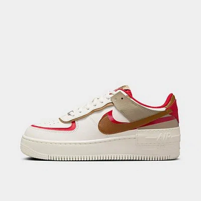 Nike Women's Air Force 1 Shadow Casual Shoes In Phantom/light British Tan/fire Red/khaki