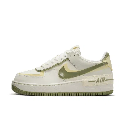 Nike Air Force 1 Shadow Sneakers In White And Green In Oil Green/alabaster/sail