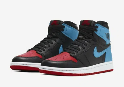 Pre-owned Nike Women's Air Jordan 1 High Og Unc Chicago Size 7, Fits Men's 5.5 Brand In Black/dark Powder Blue/gym Red