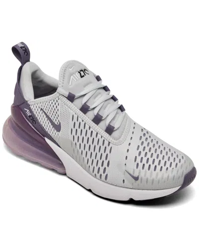 Nike Women's Air Max 270 Casual Sneakers From Finish Line In Pure Platinum,white,lilac