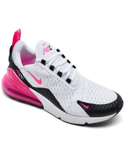 Nike Women's Air Max 270 Casual Sneakers From Finish Line In White,hyper Pink