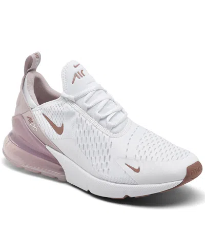 Nike Women's Air Max 270 Casual Sneakers From Finish Line In White,plat Violet,smokey
