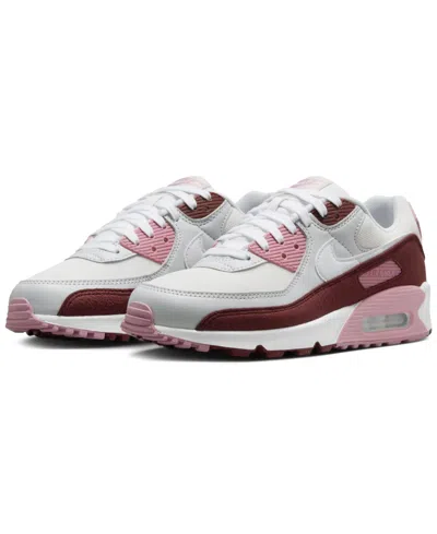 Nike Women's Air Max 90 Valentine's Day Se Casual Sneakers From Finish Line In Dark Team Red,white