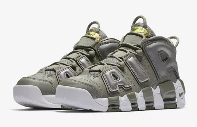 Pre-owned Nike Women's Air More Uptempo Dark Stucco/white/black Iridescent Size 9
