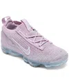 Nike Women's Air Vapormax 2021 Fly Knit Running Sneakers From Finish Line In Light Pink,lilac