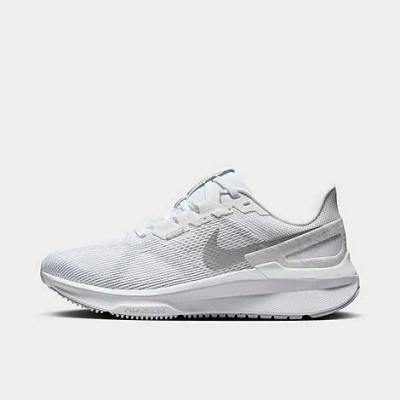Nike Women's Air Zoom Structure 25 Running Shoes (extra Wide Width 2e) In White/metallic Silver/pure Platinum