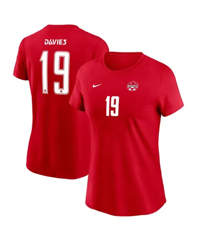 Nike Women's Alphonso Davies Red Canada Soccer Home Name & Number T-shirt