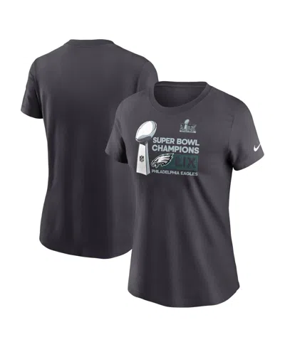 Nike Women's Anthracite Philadelphia Eagles Super Bowl Lix Champions Locker Room Trophy Collection T-shir