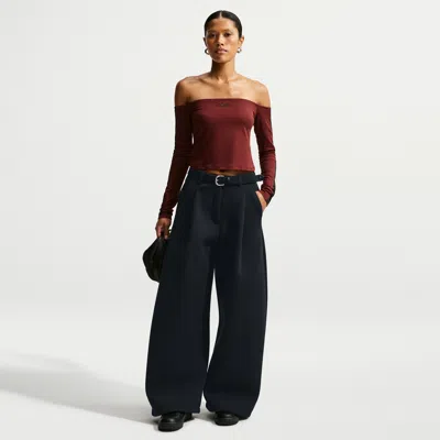 Nike Women's Article Fleece Oversized Mid-rise Wide-leg Pants In Black