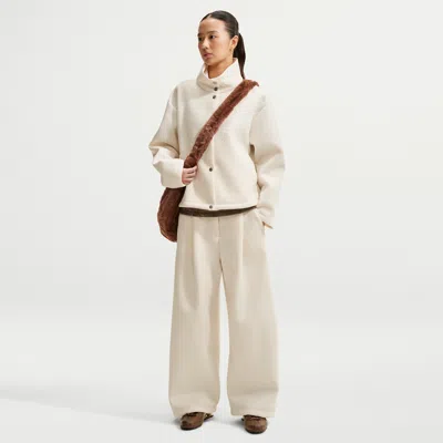 Nike Women's Article Fleece Oversized Mid-rise Wide-leg Pants In White