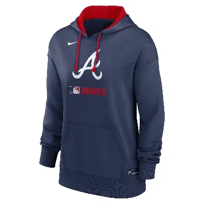 Nike Women's Atlanta Braves Authentic Collection  Therma Mlb Pullover Hoodie In Blue