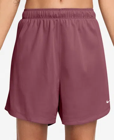 Nike Women's Attack Dri-fit Mid-rise Shorts In Pink Smoke,pink Rise,white