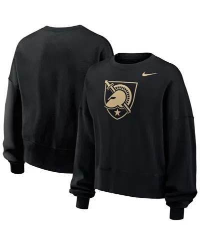 Nike Women's Black Army Black Knights Phoenix Fleece Pullover Sweatshirt In Blue