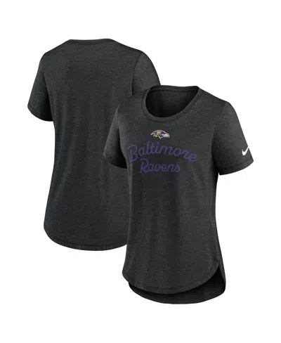 NIKE WOMEN'S BLACK BALTIMORE RAVENS SCRIPT TRI-BLEND T-SHIRT