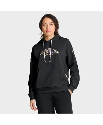 NIKE WOMEN'S BLACK BALTIMORE RAVENS SIDELINE STANDARD ISSUEÂ INITIAL HOMEÂ DRI-FIT HOODIE