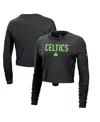 Nike Women's Black Boston Celtics 2024/25 City Edition Essential Logo Slim Fit Long Sleeve Cropped T-shir In Black