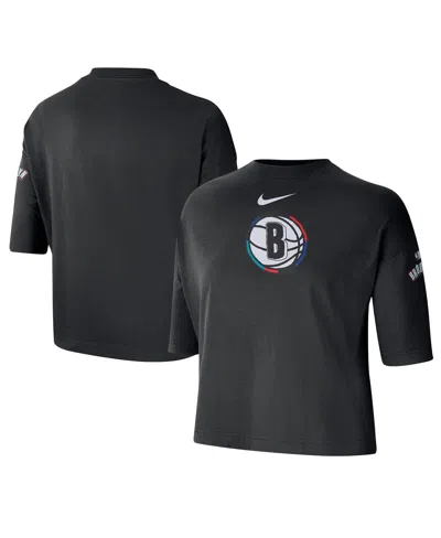Nike Women's Black Brooklyn Nets 2024/25 City Edition Courtside Boxy T-shirt