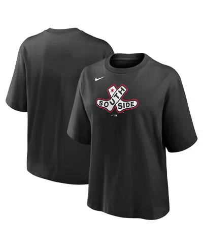 NIKE WOMEN'S BLACK CHICAGO WHITE SOX 2025 CITY CONNECT LOGO BOXY T-SHIRT