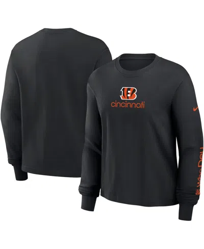 NIKE WOMEN'S BLACK CINCINNATI BENGALS BOXY LONG SLEEVE T-SHIRT