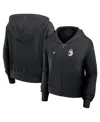 Nike Black Cincinnati Reds Cropped Chill Full-zip Hoodie In Black