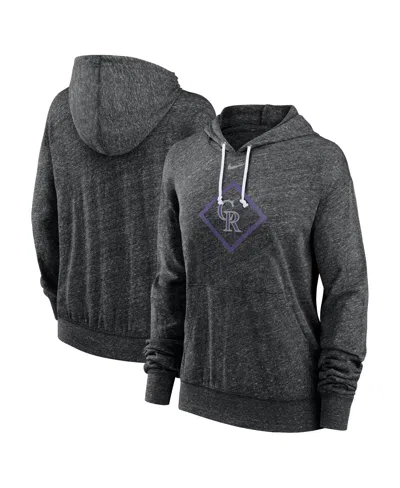 Nike Women's Black Colorado Rockies Diamond Icon Gym Vintage Lightweight Hooded Top In Gray