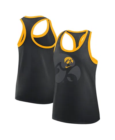 NIKE WOMEN'S BLACK IOWA HAWKEYES PRIMETIME RACERBACK TRI-BLEND TANK TOP