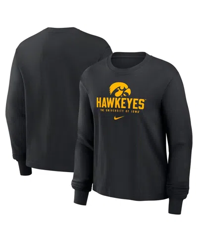 Nike Women's Black Iowa Hawkeyes Primetime University Boxy Long Sleeve T-shirt