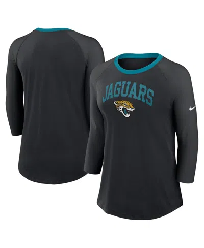 Nike Women's Black Jacksonville Jaguars Raglan 3/4 Sleeve T-shirt