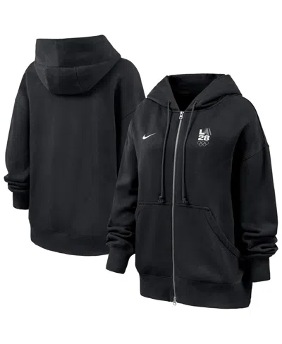 Nike Women's Black La28 Summer Olympics Phoenix Fleece Full-zip Hoodie