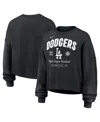 Nike Women's Black Los Angeles Dodgers Oversized Long Sleeve Cropped Pullover Sweatshirt In Black