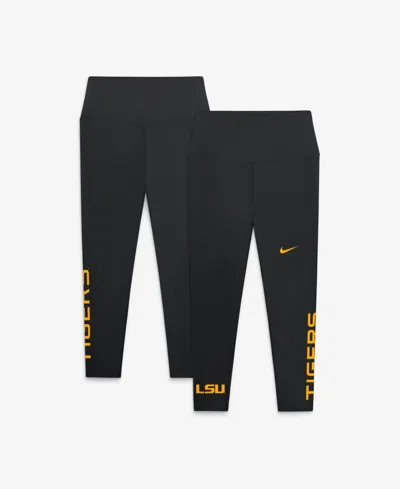 Nike Women's Black Lsu Tigers Zenvy High Rise Dri-fit 7/8 Leggings In Brown