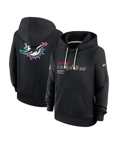 Nike Women's Black Miami Dolphins 2025 Nfl Crucial Catch Sideline Standard Issue Dri-fit Hoodie
