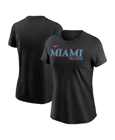 Nike Women's Black Miami Marlins 2025 City Connect Wordmark T-shirt