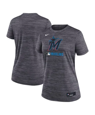 Nike Women's Black Miami Marlins Authentic Collection Velocity Performance T-shirt