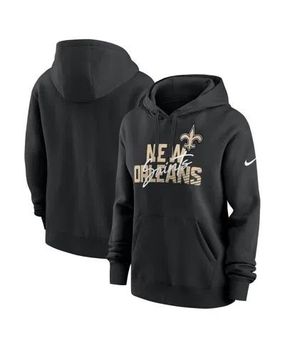 Nike Women's Black New Orleans Saints Wordmark Club Fleece Pullover Hoodie
