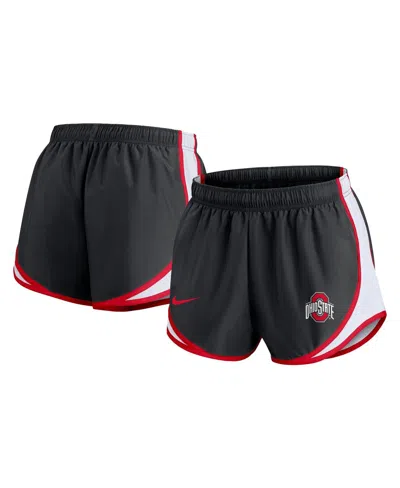 Nike Women's Black Ohio State Buckeyes Spring Break Tempo Performance Shorts In Black,white
