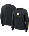 Nike Women's Black Pittsburgh Steelers Boxy Long Sleeve T-shirt In Black