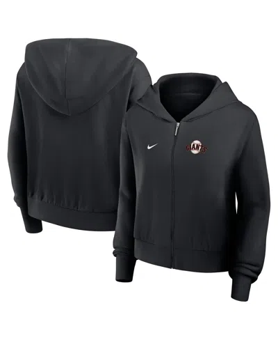 Nike Women's Black San Francisco Giants Cropped Chill Full-zip Hoodie Jacket