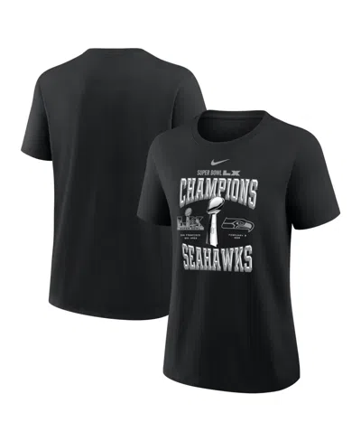 Nike Women's Black Seattle Seahawks Super Bowl Lx Champions Locker Room Trophy Collection T-shirt