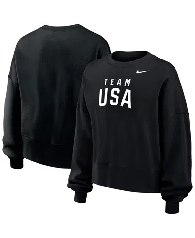 Nike Women's Black Team Usa Oversized Phoenix Pullover Sweatshirt
