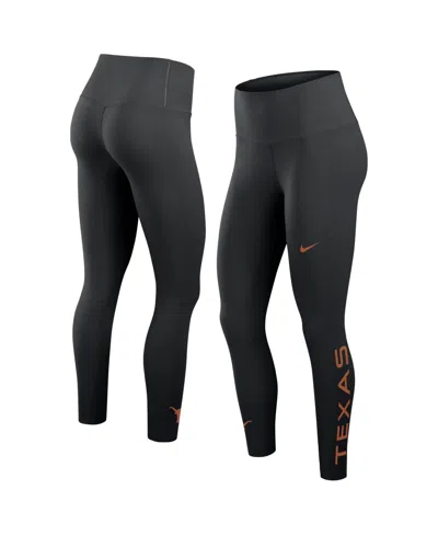 Nike Women's Black Texas Longhorns Zenvy High Rise Dri-fit 7/8 Leggings