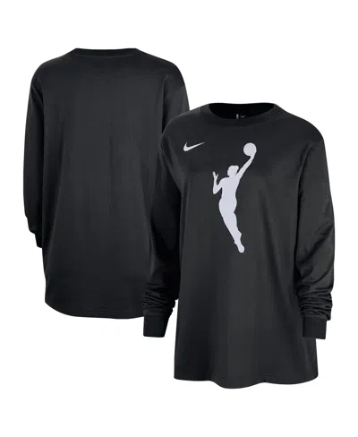 Nike Women's Black Wnba Jump Woman Logo Boyfriend Oversized Long Sleeve T-shirt