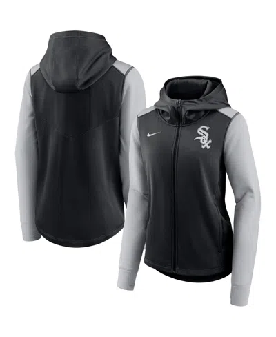 Nike Women's Black/gray Chicago White Sox Authentic Collection Baseball Performance Full-zip Hoodie In Black,gray