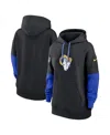 Nike Women's Black/royal Los Angeles Rams 2024 Sideline Essential Fleece Pullover Hoodie In Black,royal