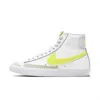 NIKE WOMEN'S BLAZER MID '77 SHOES IN WHITE/PURE PLATINUM-FOSSIL-LEMON VENOM