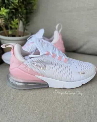 Pre-owned Nike Women's Bling  Air Max 270 Pink White Sneakers Made With Swarovski Crystals